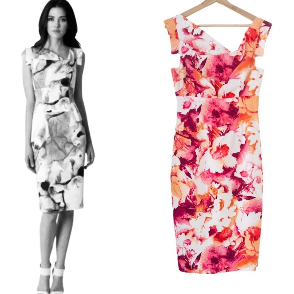 🛑SOLD BLACK HALO Floral Jackie O Mido Dress Size 8 - Picture 1 of 9